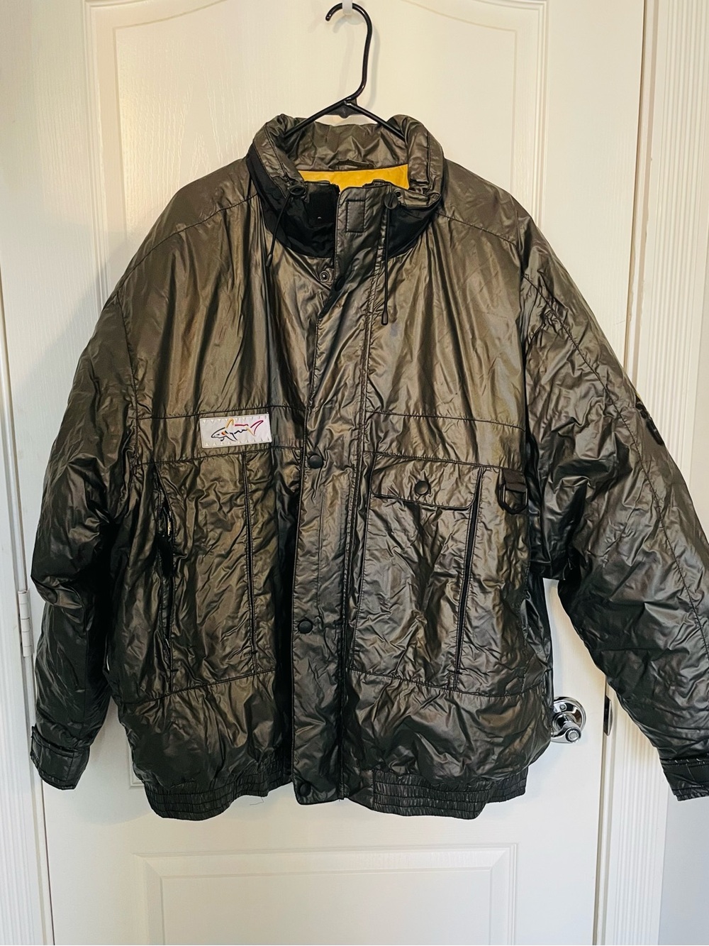 Greg Norman Collection grey Quilted Puffer Jacket with Yellow Lining